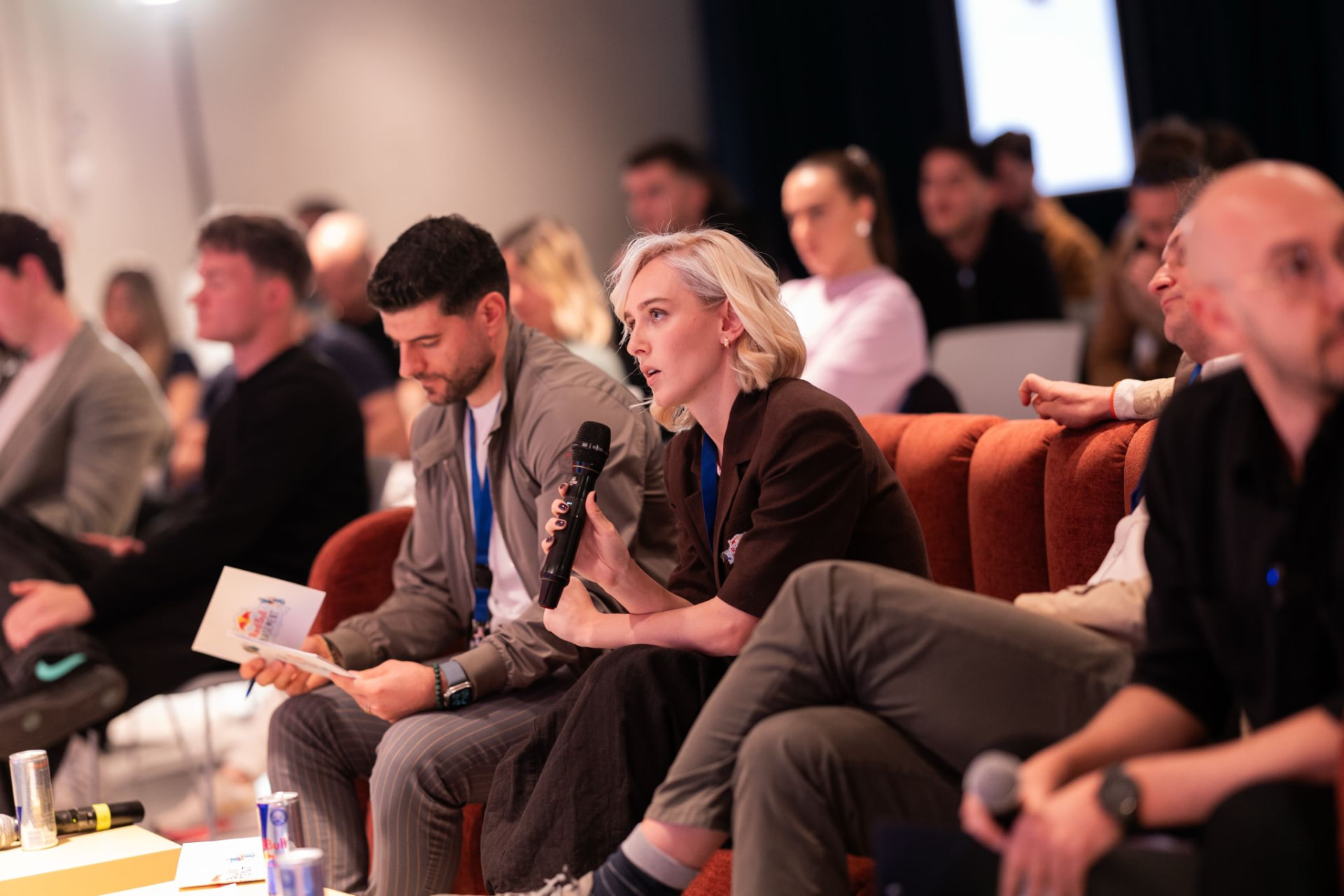 Sonja Alushi speaking on a panel